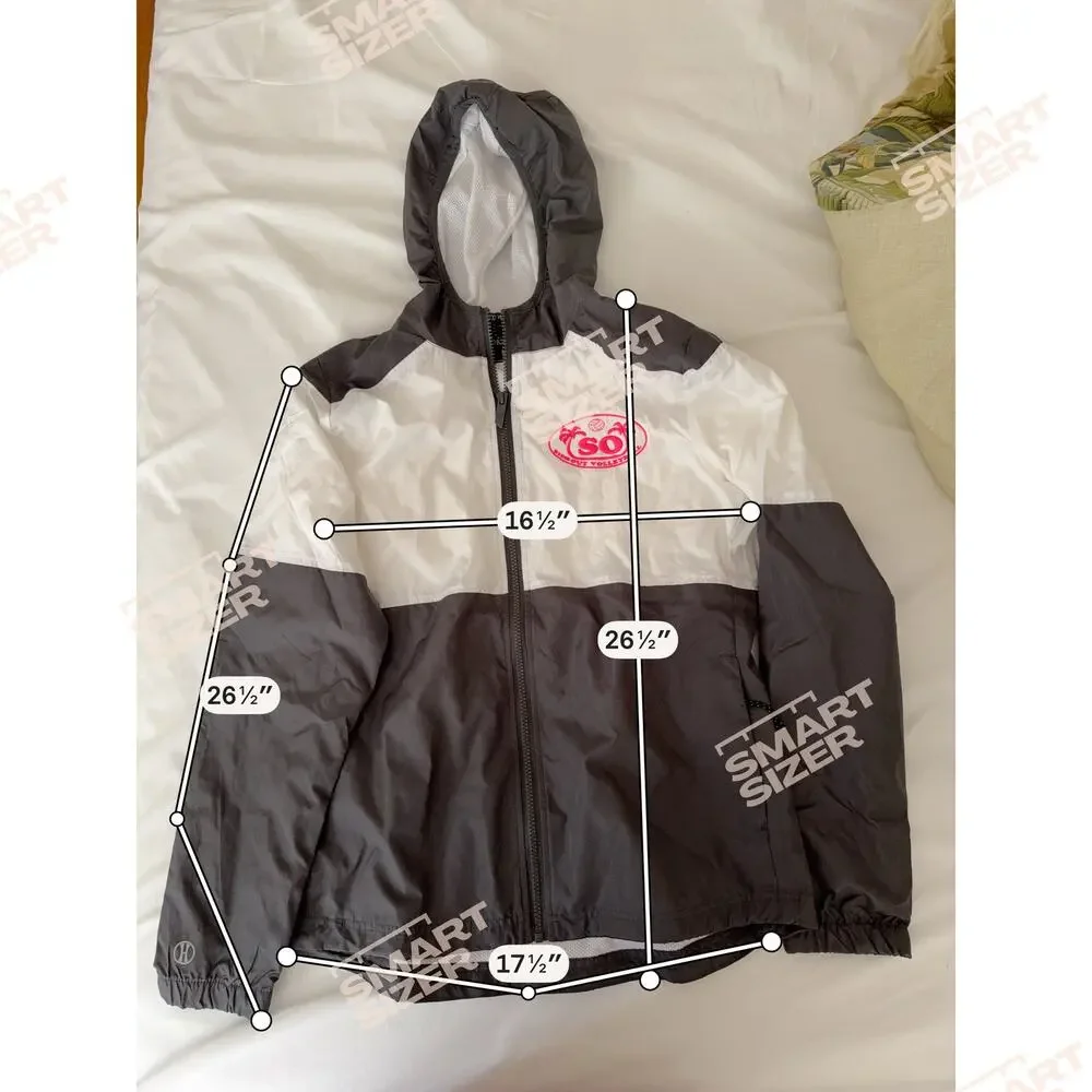 Holloway Women’s Rain Jacket M White Gray Hooded Windbreaker Pink Volleyball - Picture 3 of 12